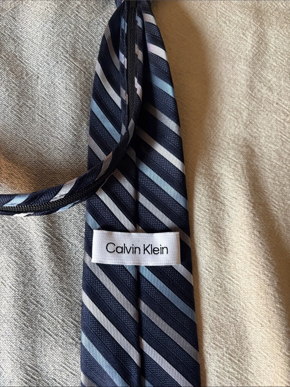 Calvin Klein Classic Navy & Light Blue Striped Boy’s Tie